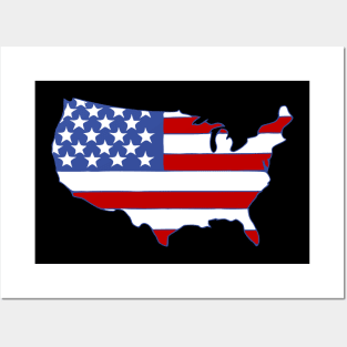 USA Map Flag Patriotic America Posters and Art